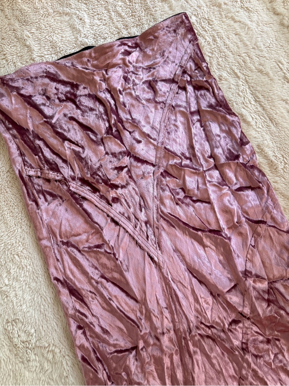 Free People Serious Swagger Crushed Velvet Midi Skirt Pink Mauve M Boho - Picture 4 of 7